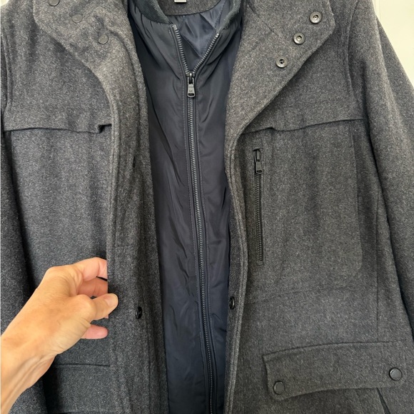 MICHAEL KORS Mens Wool Blend Pea Coat in Grey-EXCELLENT PRE-owned Condition! - Picture 2 of 11